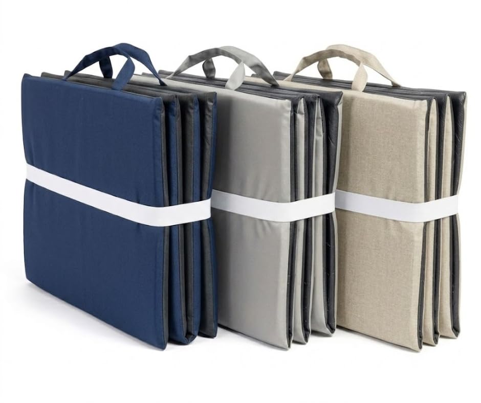 SET 2 PEZZI Materassino Prendisole Pieghevole Cuscino Imbottito per Sdraio Poltrona Relax Lettino Spiaggia Trasportabile Salvaspazio Resistente Acqua Sabbia Misura 58x190 cm Mod. Fisar Colore Beige