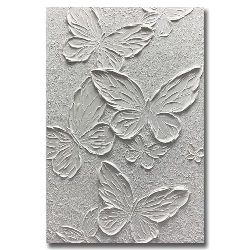 Boiee Art,24x36Inch Hand-Painted Textured Butterfly Canvas Wall Art Abstract Pure