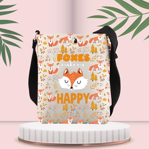 Foxes Gifts for Fox Lovers Fox Crossbody Bag Foxes Make Me Happy Gift Fox Sling Cross Body Bucket Bag with Shoulder Strap3