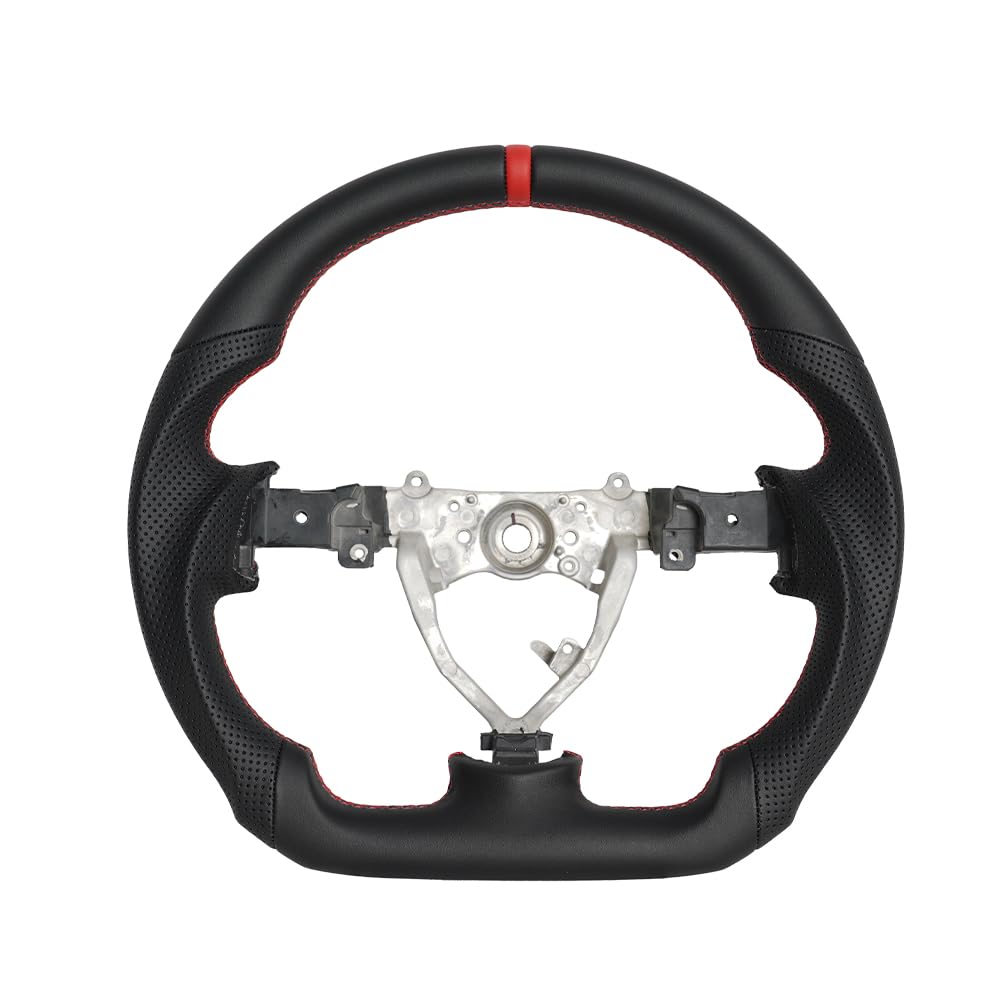 JIANGGAI Full Leather Steering Wheel, D-Shaped Flat Bottom Perforated Leather Grip Steering Wheel Fit for Toyota FJ Cruiser 2007-2017
