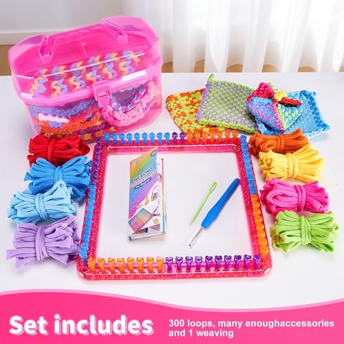daheypong Weaving Loom Kit, Arts and Crafts for Kids and Adults, Potholder Weaving Loom Kits with 300pcs Craft Loops, Make Craft Potholders and Friendship Bracelets, Ideal Gifts for Girls