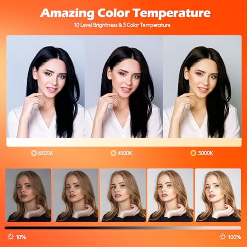 Image of GWO 18 inch LED Ring Light with Tripod Stand 6000K Dimmable Makeup Selfie Light with Touch Panel Phone Holders for YouTube Vlog Video Shooting Include Carrying Bag and Remote Control CRI>90