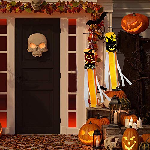 40 Inch Halloween Pumpkin Ghost Windsock Flag, Halloween Windsock Outdoor Hanging Decoration for Front Yard Patio Lawn Garden Party Decor