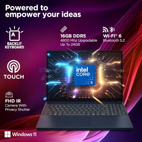 Image of Lenovo IdeaPad Slim 3i - WUXGA Touchscreen Laptop - Intel Core 5 210H (8-Core, Outperforms Intel Core i7-13620H) - Backlit Keyboard - 16GB DDR5-1TB Storage(512GB SSD w / 512GB External)