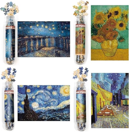 Gxdamxz Mini Puzzle Adultes 150 Pièces, Petit Paquet Tube à Essai, Ensemble de 4, 15x10cm