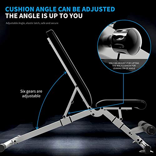 LKJHG Multiuse Adjustable Weight Bench - Utility Exercise Workout Bench for Full Body, Home Gym Strength Training 330 lbs Capacity, Fordable InclineDecline Bench