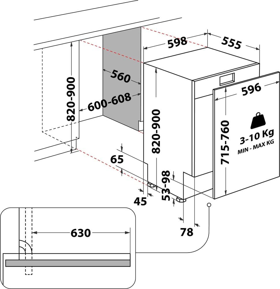 Bauknecht - BKO IBM Vollintegrierter Geschirrspüler - 15 Maßgedecke - PowerClean Pro, NaturalDry, MaxiSpace Innenraum - Edelstahl-Innenraum - Energieeffizienzklasse B - 82 x 59,8 x 55,5 cm (HxBxT)
