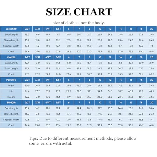 Image of Boy Suits 5 Pieces Formal Suit Set with Adjustable Waist Kids Dress Suit for Wedding Prom