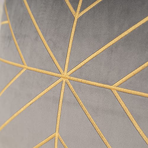 Aeckself 20 X 20 Inch Grey Gold Striped Geometric Lines Embroidery Velvet Cushion Case Luxury Modern Square Throw Pillow Cover Decorative Pillow For Couch Living Room Bedroom Car 50 X 50Cm #TOP4