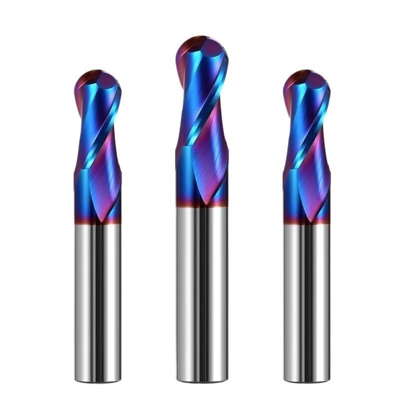 1pc Ball Nose Carbide End Mill, HRC70 2 Flutes CNC Router Bits R0.5-R6 Spiral Milling Cutter(R5x20x10Dx100)