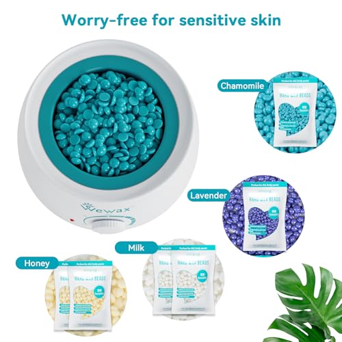 Image of Waxing Kit for Women &Men - Wewax Wax Warmer for Hair Removal, Hard Wax Kit with 50g 6 Bags Hard Wax Beans for Full Body, Brazilian, Legs, Arms at Home