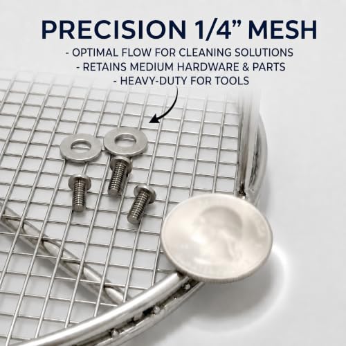 5 Gallon Stainless Steel Immerse and Drain Parts Cleaning Basket | 1/4 Inch Mesh Bucket Strainer with Swing Handle for Gold Panning, Auto Parts, Compost Tea, Garage, Bucket Not Included miniatura 4