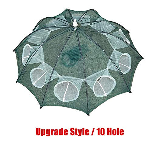HATCHMATIC Actualizar Plegable camarones Jaula 4-20 Agujeros automática Trampa para Peces Cangrejo de Nylon Fundido Red de Pesca Plegable Red Red de Pesca Refuerzo: Actualización 10 Agujeros