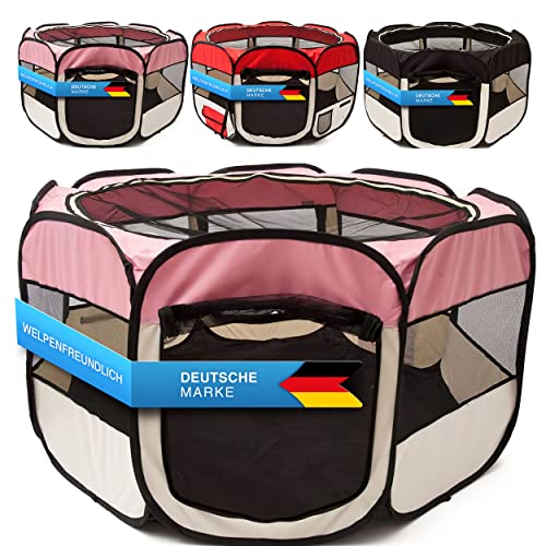 all Pets United® Welpen-Laufstall Tierlaufstall Welpenauslauf-Stall; XXL Freigehege für Hunde, Katzen, Hasen & Kleintiere im Innen- und Außenbereich (Pink)