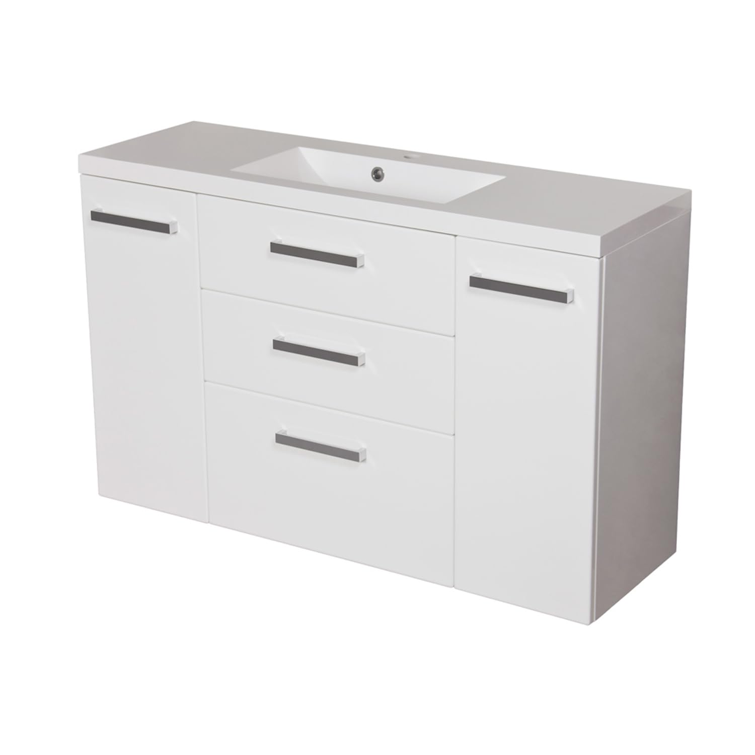 Quentis Badmöbelset Genua Breite 120 cm, weiß Hochglanz, Waschbecken mit Unterschrank, 3 Softclose-Schubladen, 2 Türen, Waschbeckenunterschrank montiert