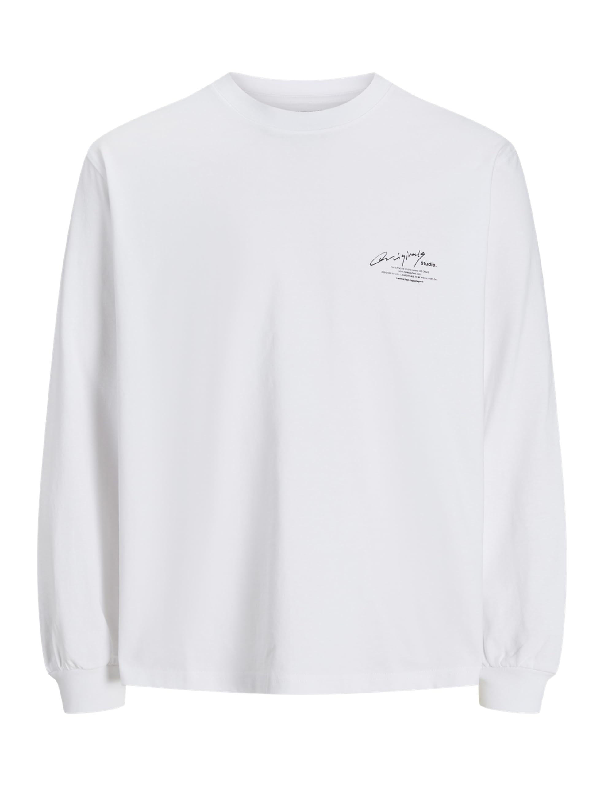 JACK & JONES Jormanchester Tee LS Crew Neck, Bright White, S