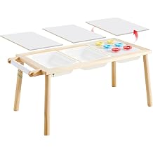 Asweets Sensory Table for Toddlers, Indoor Table with Storage Bins, Kids Play Activity for Boys Girls Gift, 29''L x 20''W x 21''H, 3 White Large Bins