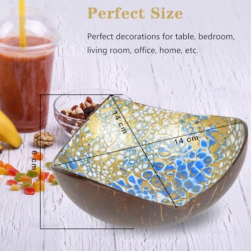 Coconut Bowls Decorative Candy Dish - Heart Acai Bowl, Natural Wooden Candy Dish, Key Bowl Holder for Entryway Table, Yogurt Smoothie Nuts Dessert Container, Rice Fruits Dry Snack Storage Shell Bowls - Thumbnail 2