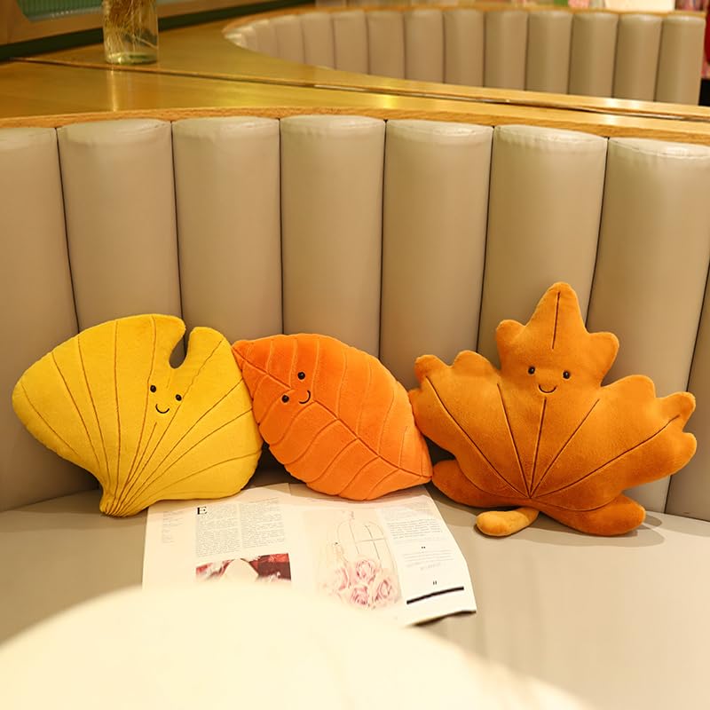 ALOEU Blätter Plüsch Kissen Kawaii Ahornblatt Ginkgo Blatt grünes Blatt Plüsch Puppen Gefüllte Weiche Pflanze Kissen für Home Sofa Decor (B)