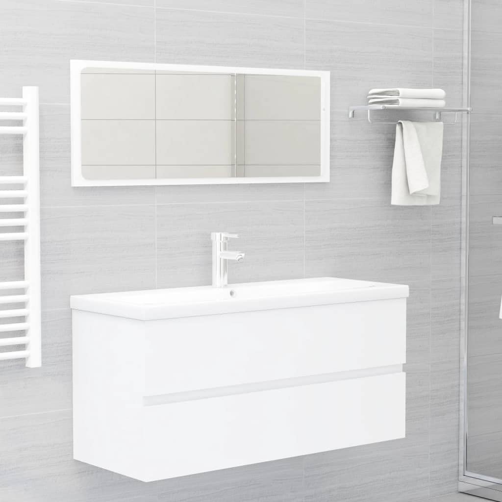 Mobile Bagno con Lavabo Integrato Bianco in Legno Multistrato