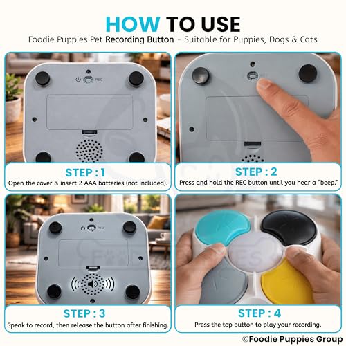 Image of Foodie Puppies Interactive Dog Talking Buttons for Training, 4-in-1 Recordable Voice Buttons, 30Sec Playback | Pet Communication Buzzer for Dogs & Cats | USB Type-C & Battery Powered [Without Battery]