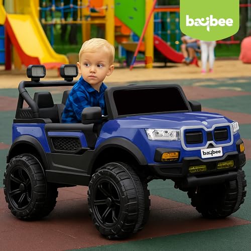 Image of Baybee Bumpy 4x4 Battery Operated Jeep for Kids, Ride on Toy Kid Car with RGB Windshield Light & Music | Baby Big Battery Cars | Electric Jeep Car for Kids to Drive 2 to 6 Years (Blue)