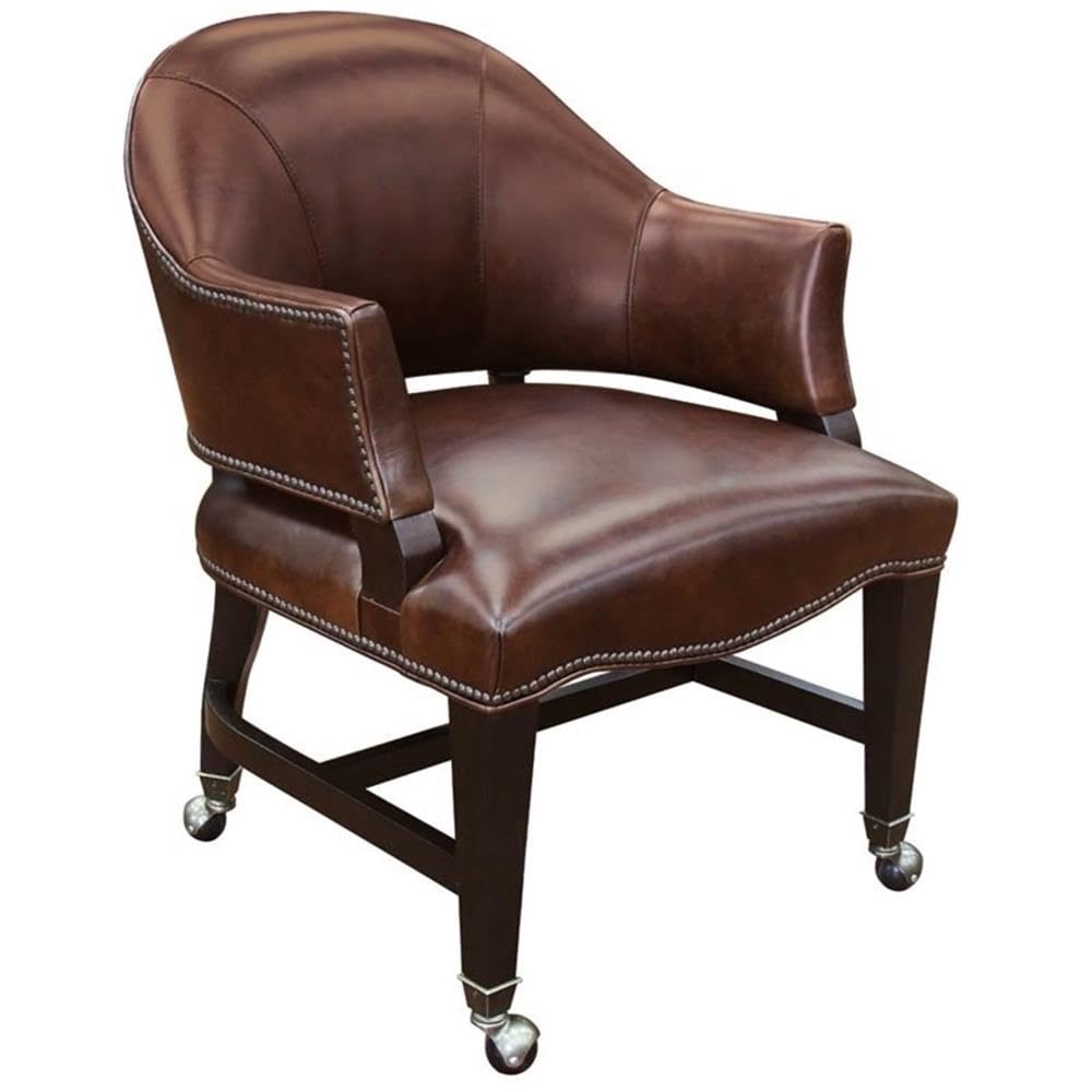 Hooker Furniture Joker Leather Game Chair in Brown and Natchez Brown