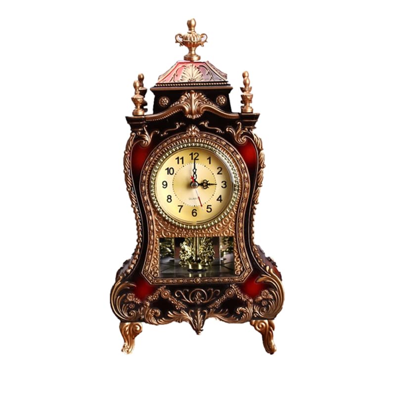 Warmhm Horloge de Table Vintage avec Balancier Style Européen Décoration Intérieur pour Salon et...