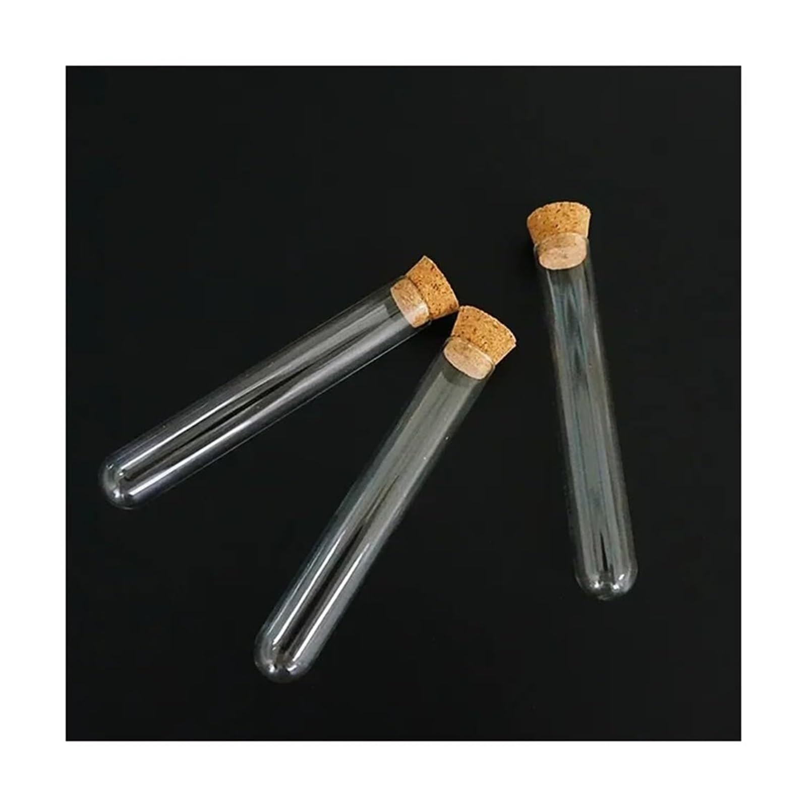 probówki z przezroczystego szkła, Szklane probówki z korkami, 12 x 75 mm, opakowanie 48 sztuk