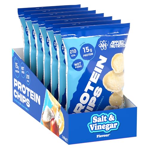 Applied Nutrition Protein Chips High-Protein Snack Best Gluten-Free & Vegan Option Crunchy Low-Fat Protein Boost (7 x 50g) (Salt & Vinegar)