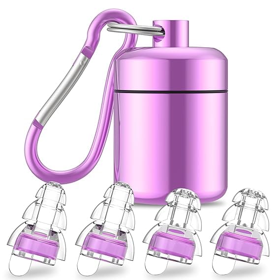 Image of Ear Plugs for Noise Reduction Ear Protection EarPlugs for Sleep,Concerts,Work,Study,8 Size Eartips with Small Box,Perfect Silicone Earplugs for Noise Reduction (Pink2, 2 Pair)