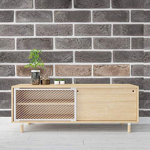 Image of DWELLSINDIA Brown Grey Bricks Self Adhesive Wallpaper, Waterproof, Scratch Resistant, Laminated (41cm x 244cm, Multicolour)