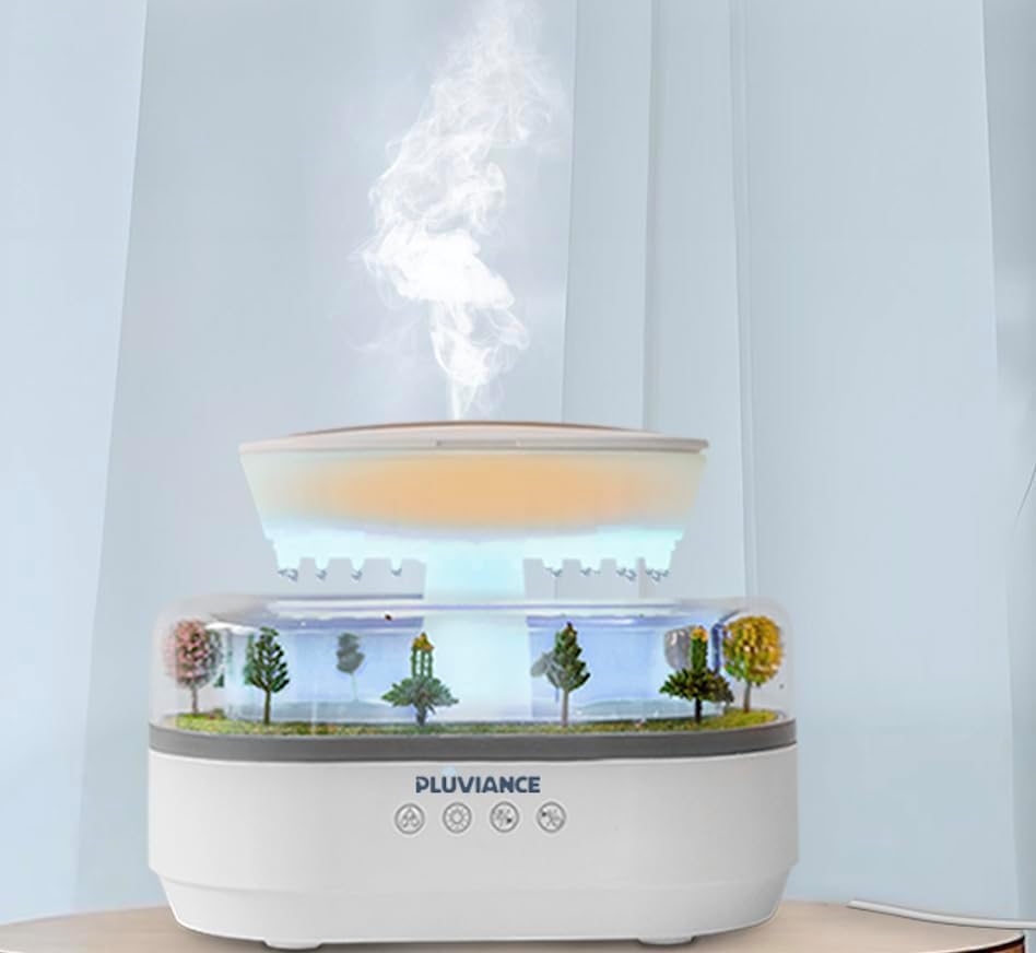 Difusor de aroma Raindrop  Humidificador de nube de lluvia con luz LED de 7 colores con goteo de agua y sonido de lluvia (8.5 fl oz) - Humidificador