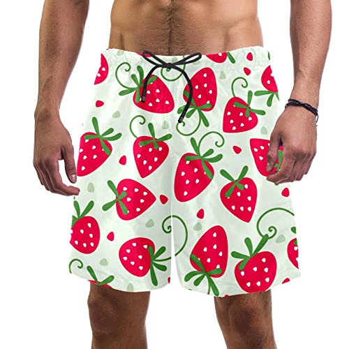 Maillots de bain pour hommes court imprimé fraise short de plage