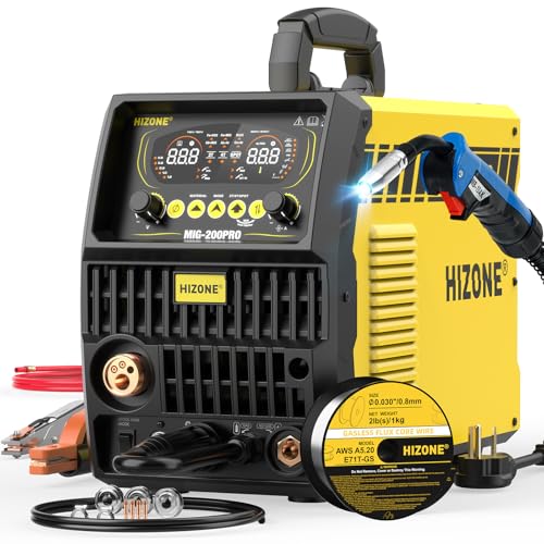 Image of HIZONE MIG-200PRO MIG Welder, 200Amp 110/220V 8 in 1 MIG Welding Machine, Gas MIG/MAG/Flux MIG/Spool Gun/Spot Welding/Lift TIG/Stick Multiprocess Welder, Aluminum & Copper Support