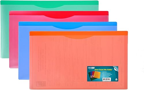 Carpetas de polietileno impermeables con pestaña superior, colores surtidos, paquete de 4 piezas, tamaño legal (multicolor)