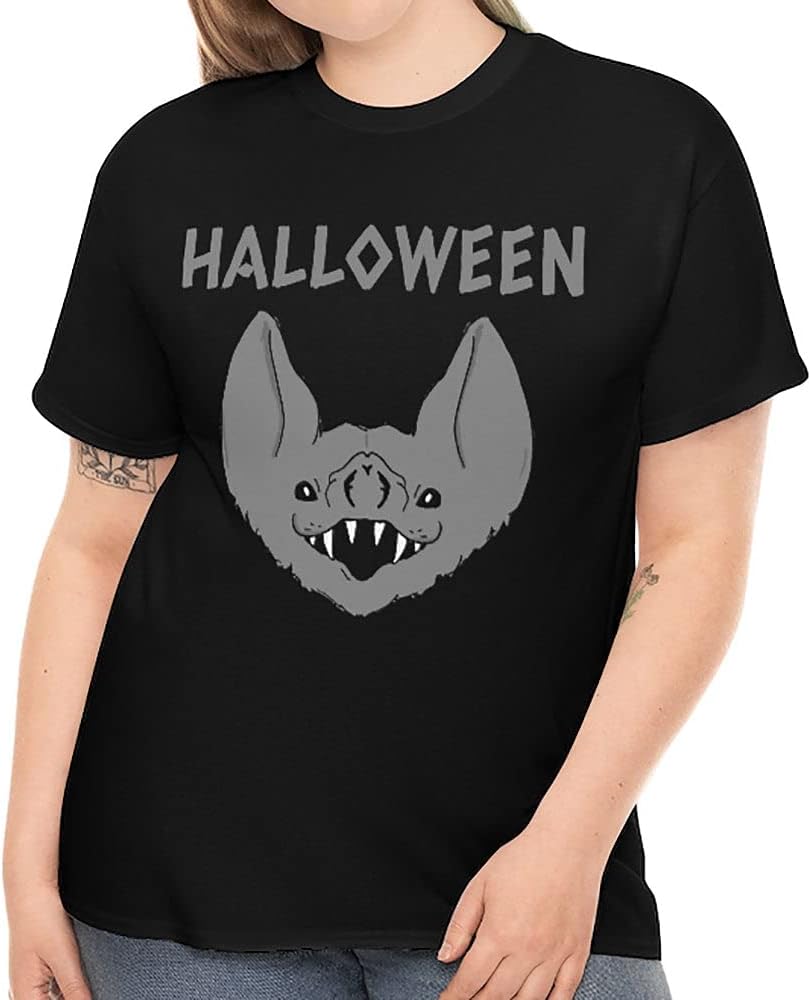 Funny Bat Halloween Shirt Women Plus Size Bat Tees for Women Halloween Costumes for Plus Size Women