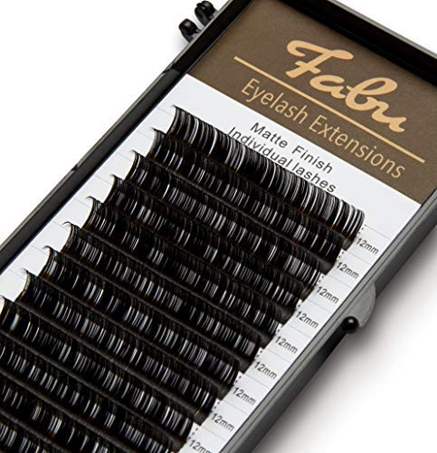 Professional Premade Fans for Lash Extensions – Handmade Volume Lash Fan Mix Tray – Natural Look, Cruelty-Free Mink Lashes for False Eyelash Extension Kit by Fabu, Black, 10-16mm, Classic 0.12 C-curl