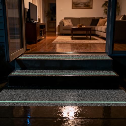 Image of Anti Slip Tape with Glow in Dark Strips 10 in x 20 FT,Non-Skid Tape Night Visibility Non-Slip Roll, Anti-Slip Strips for Stairs Ramps Floors Decks & Slippery Surfaces