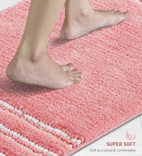 Image of Obsessions Ultra Soft Solid Bath Mat - Premium 1950 GSM Density, Anti-Skid Safety Backing & Superior Absorbency for Quick-Dry Comfort (50x80 cm, Peach)