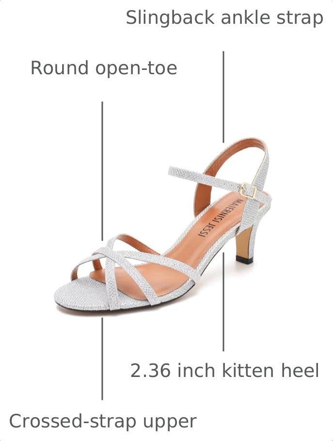 Image of MAIERNISI JESSI Unisex Men's Women's Strappy Sandals, Kitten Heel, Slingback, Open Toe, Dress Shoes