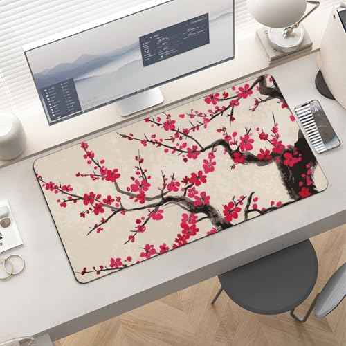 Desk Pad Protector 24x12 Inch Extended Japanese Cherry Blossom miniatura 6