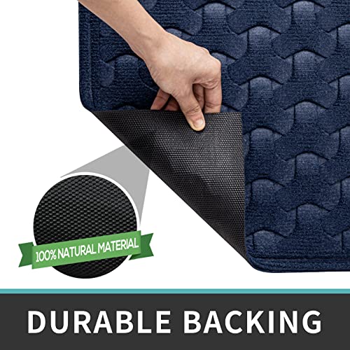 Dexi Rubber Door Mat Outdoor Doormat Heavy Duty Floor Rug, Waterproof Low-Profile Door Mat,17"X29", Navy Blue #TOP4