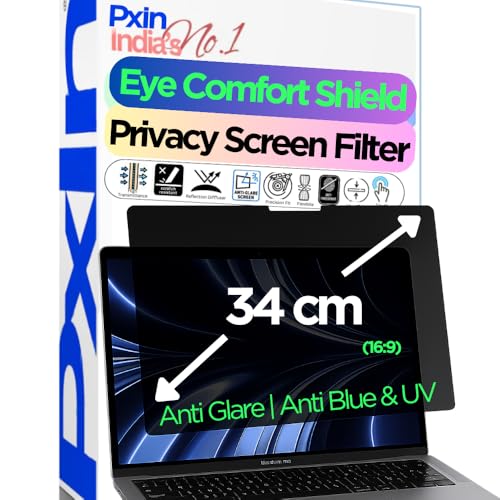 Image of PxIn 34Cm (16:9) Laptop Privacy Screen | Adv. StealthView | Laptop Ultra Privacy | Anti UV | Anti-Glare | Blue Light Block
