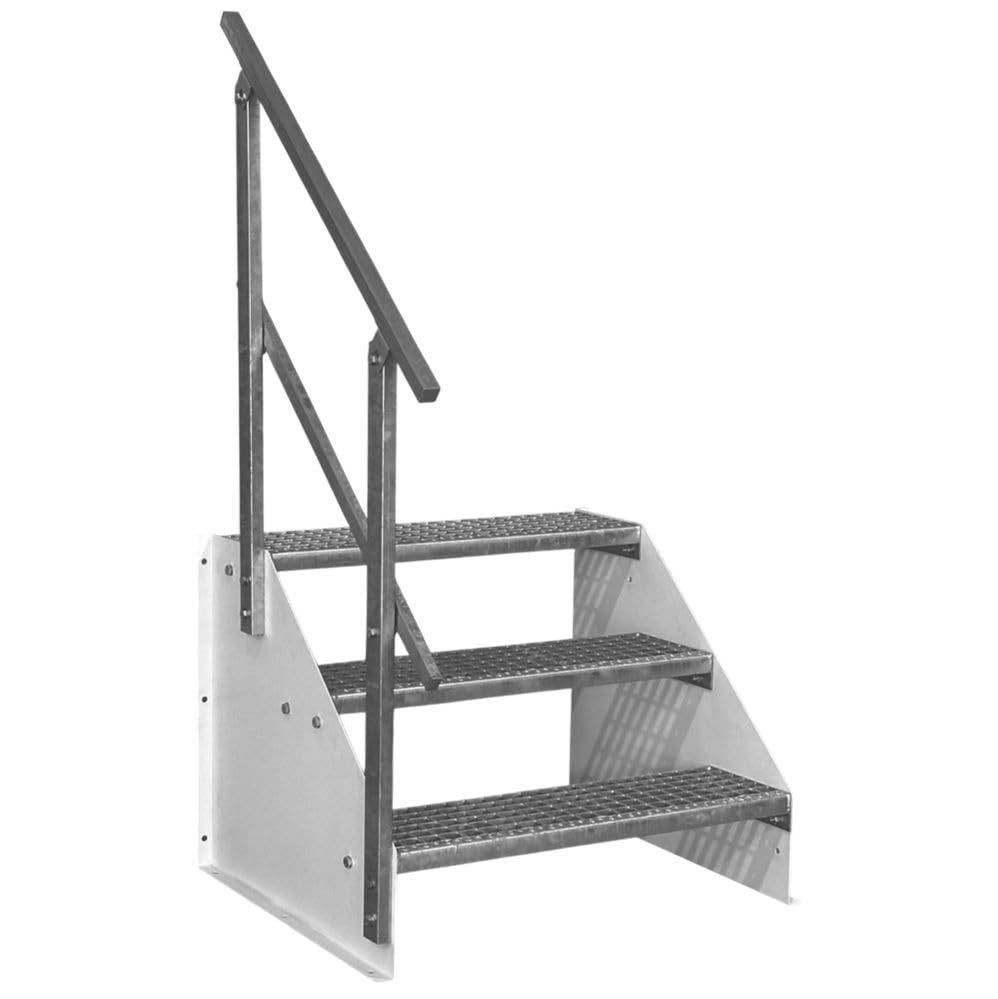 SRM Design 3 Stufen Standtreppe M1 Breite 80cm weiß 1x Geländer