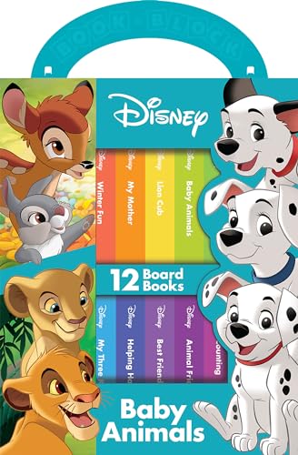 Image of Disney Lion King, Bambi, 101 Dalmatians, and More! - Baby Animals My First Library Board Book Block 12-Book Set - First Words, Alphabet, Numbers, and More! Baby Books - PI Kids