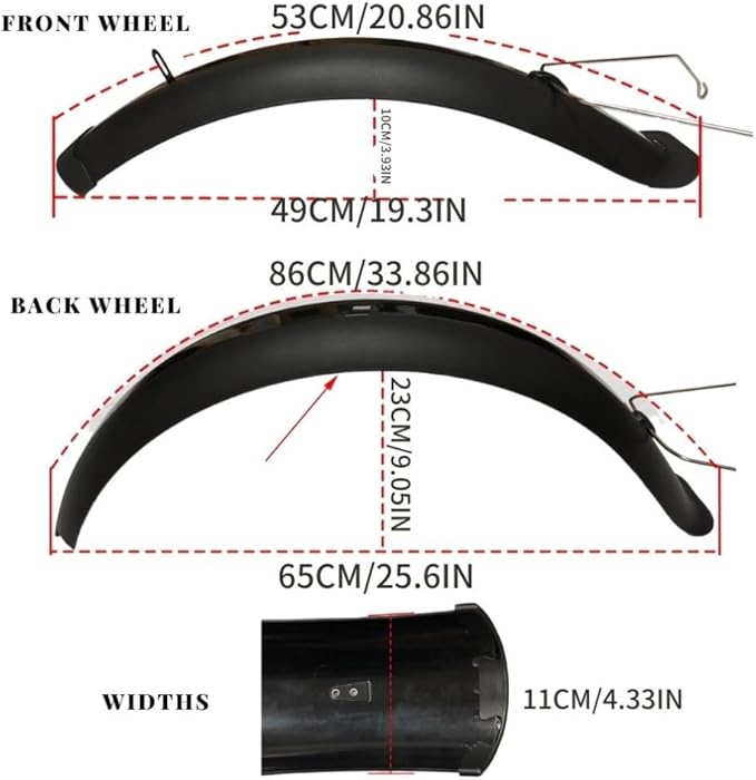 Juego de guardabarros delantero y trasero para bicicleta fat tire 20"-26" Negro miniatura 5