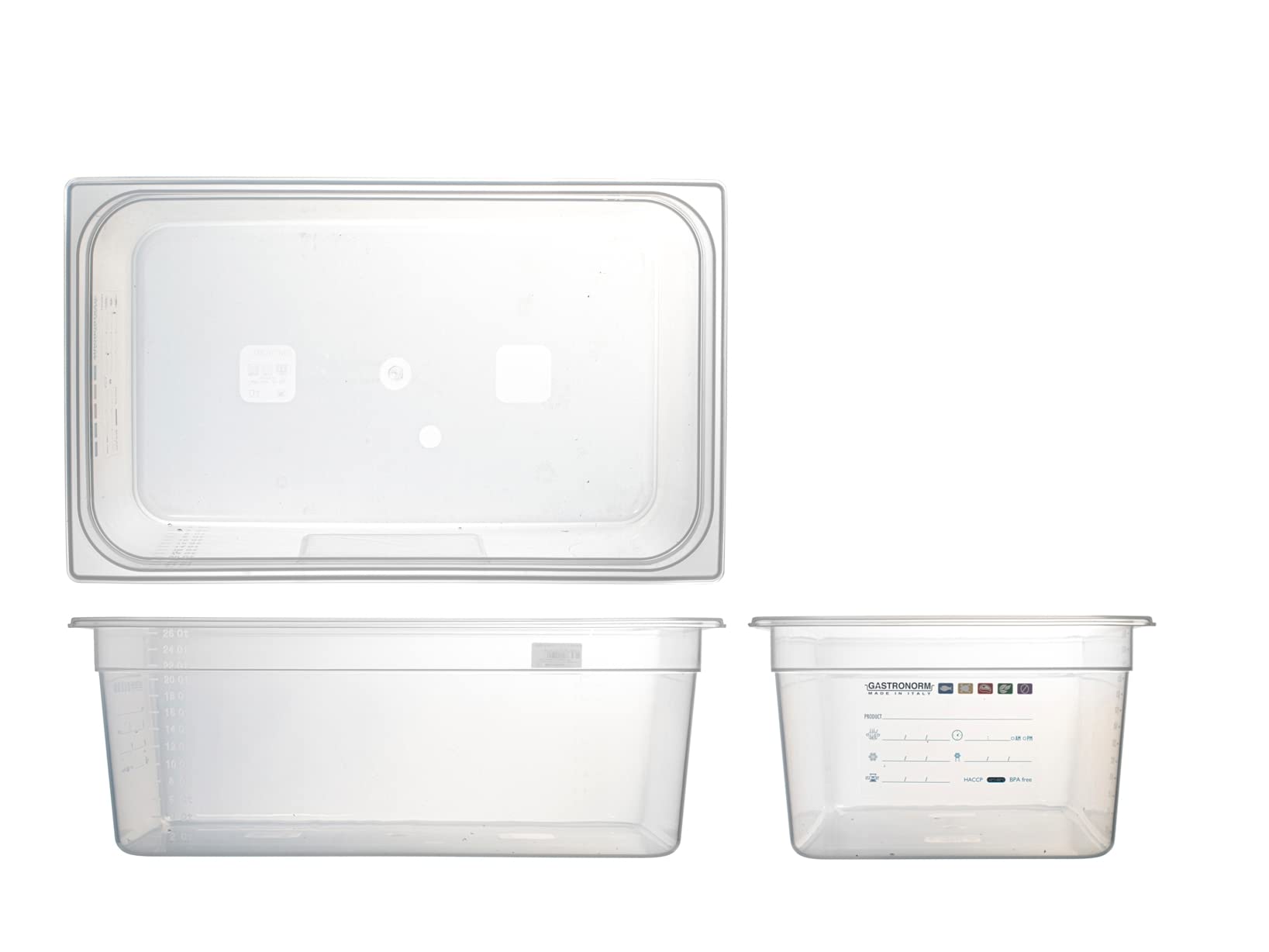 H&H Gastronorm in Polipropilene HACCP GN1/1 cm 52x32x20 h Made in Italy