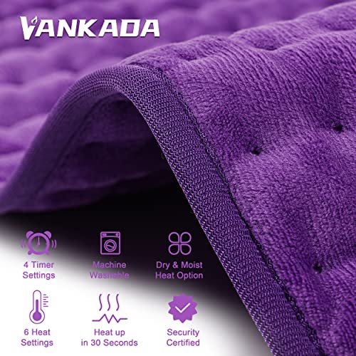 Image of Heating Pad Electric Heat Pad, Hot Heated Pad,Multiple Temp and Timer Settings,Suitable for Shoulders, Neck, arms, Abdomen, Back, Legs, etc. (Purple, 24 inchX12 inch)