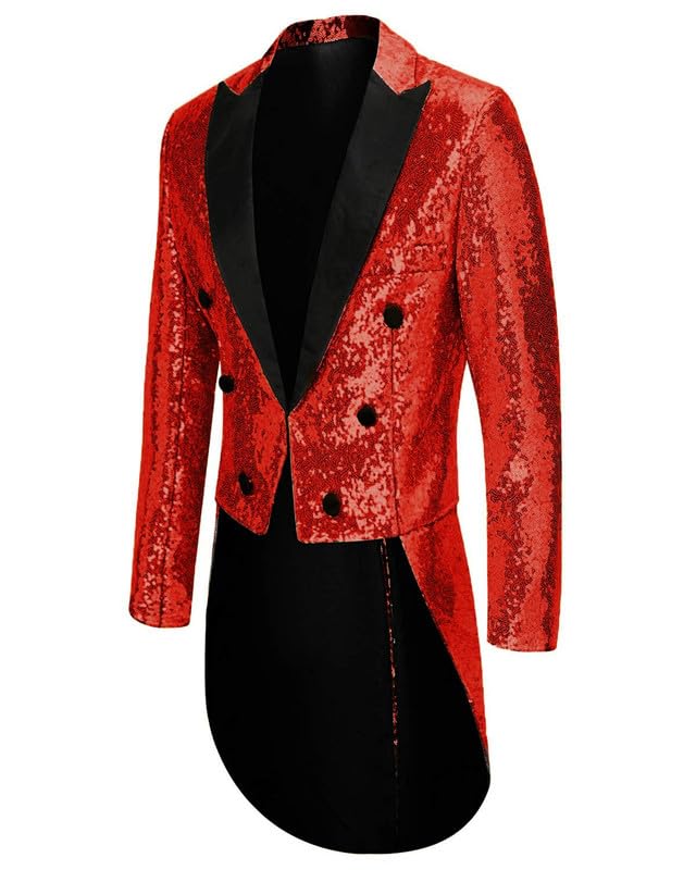 Mardi Gras Costumes for Men Shiny Sequins Ringmaster Jacket Blazer for Women STJK005